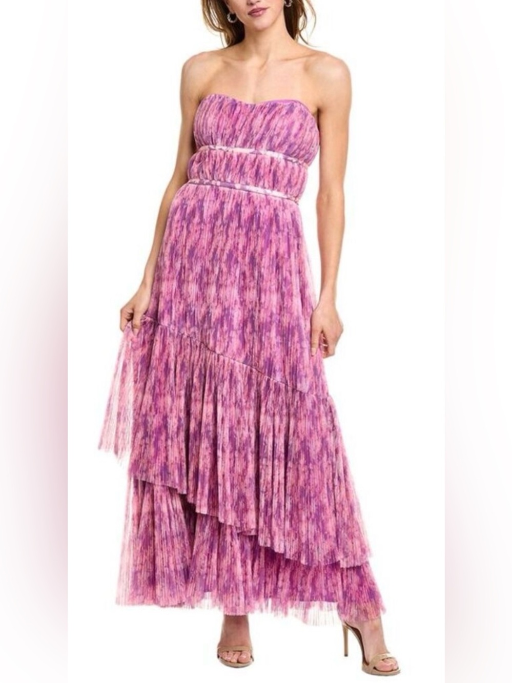 NEW Hutch Renza stapless pink pleated tulle Gown Sz 6